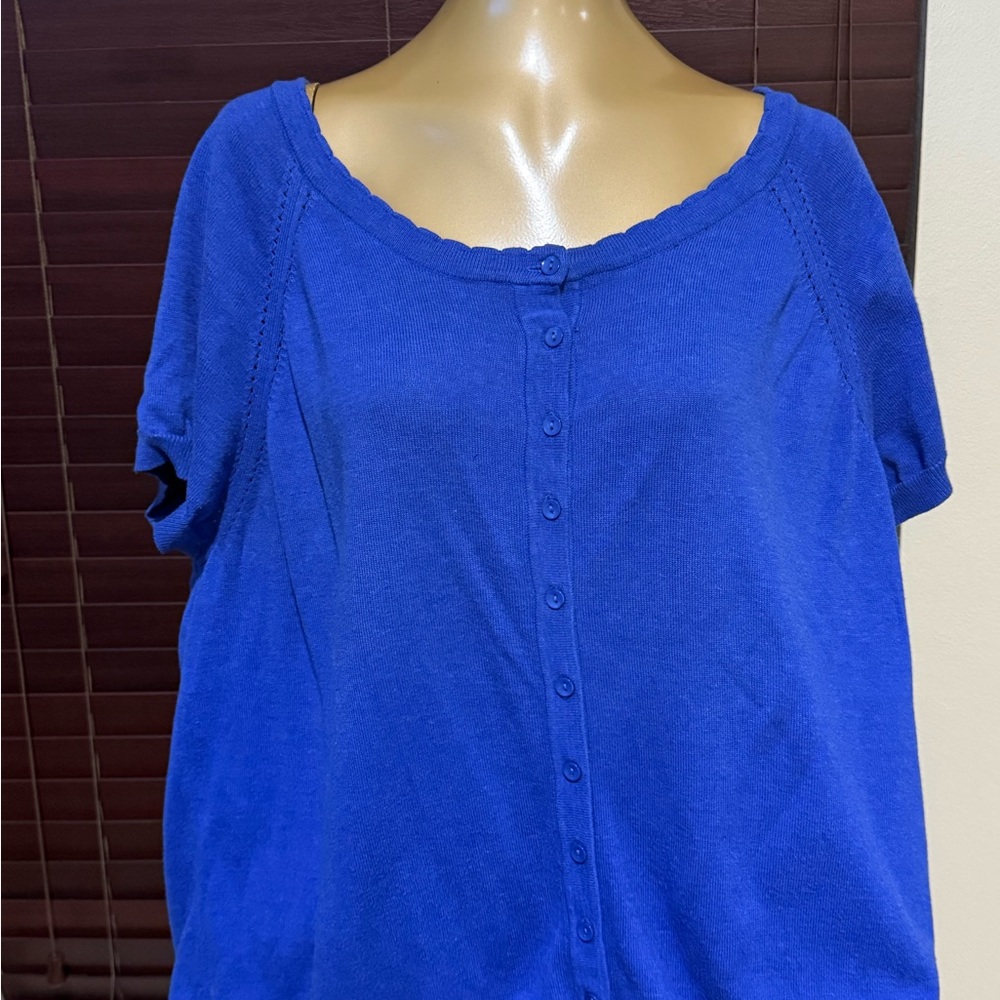 Blue Women's Button-Up knit cardigan